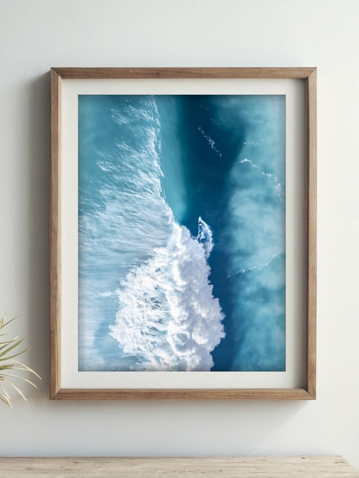 Framed print of surfer on a wave at The Farm, Killalea.